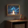 Raket - Ruimte - Blauw - Licht Light Box met batterij (Wandlamp kind) middel -sfeer5_kind