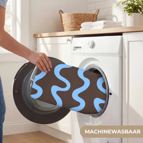 Kronkelende lijnen - Blauw - Bruin - Minimalistisch Badmat klein 997 -USP_WasbaarNL