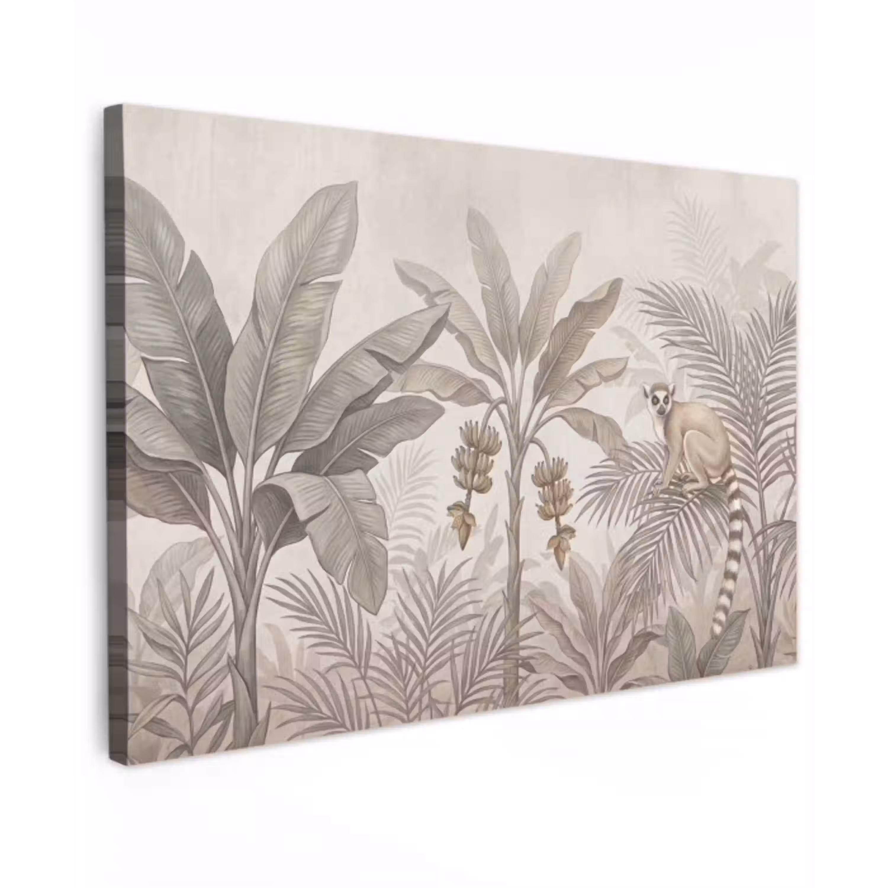 Natuur - Jungle - Ringstaartmaki - Bruin Tuinposter op houten frame 2 cm dik klein -3d