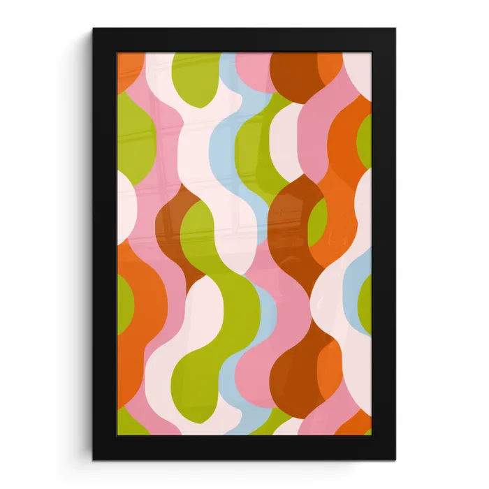 Abstract - Vormen - Roze fotolijst zwart zonder passe partout klein -3d
