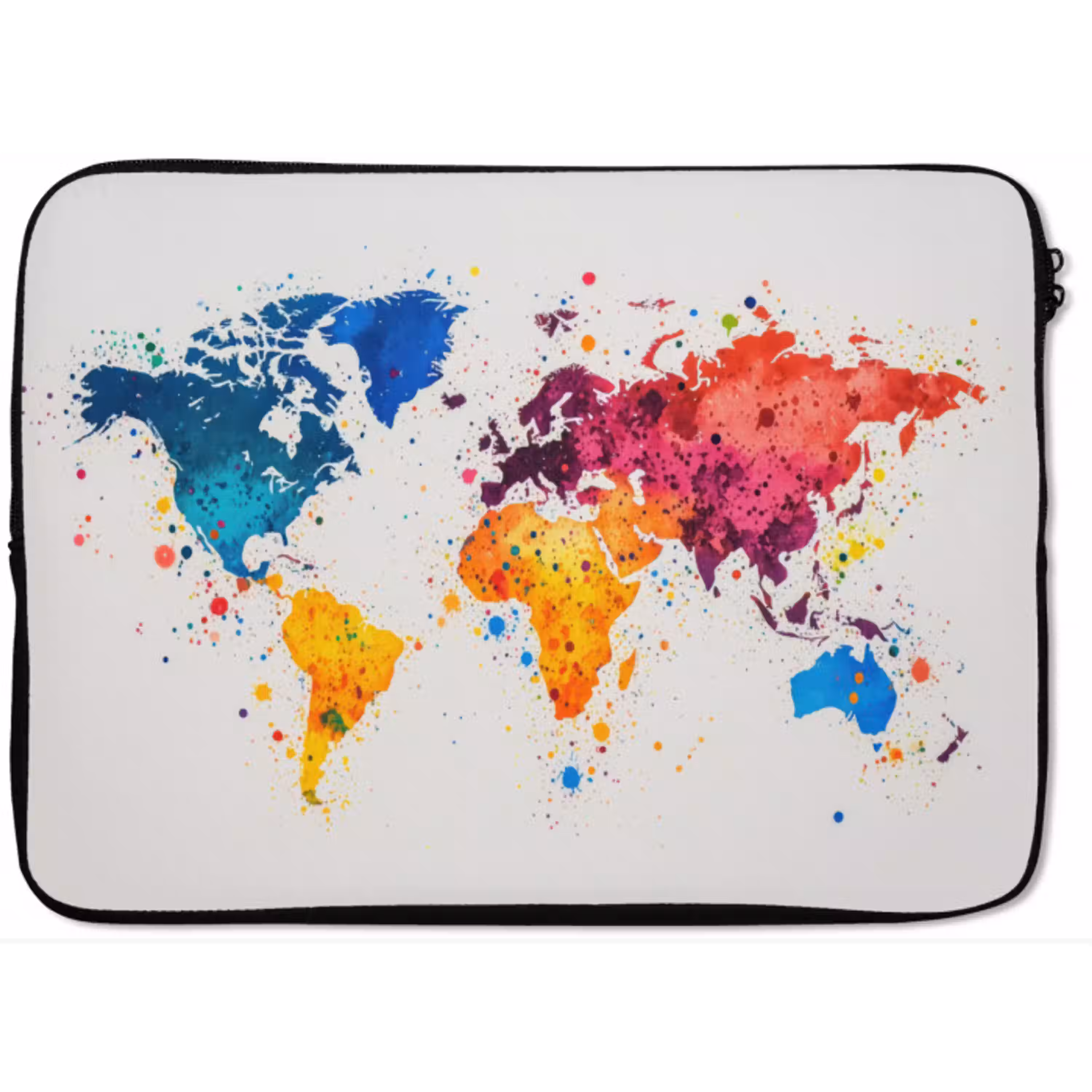 Wereldkaart - Graffiti - Kleurrijk laptophoes neopreen klein -zkaufland3dotto
