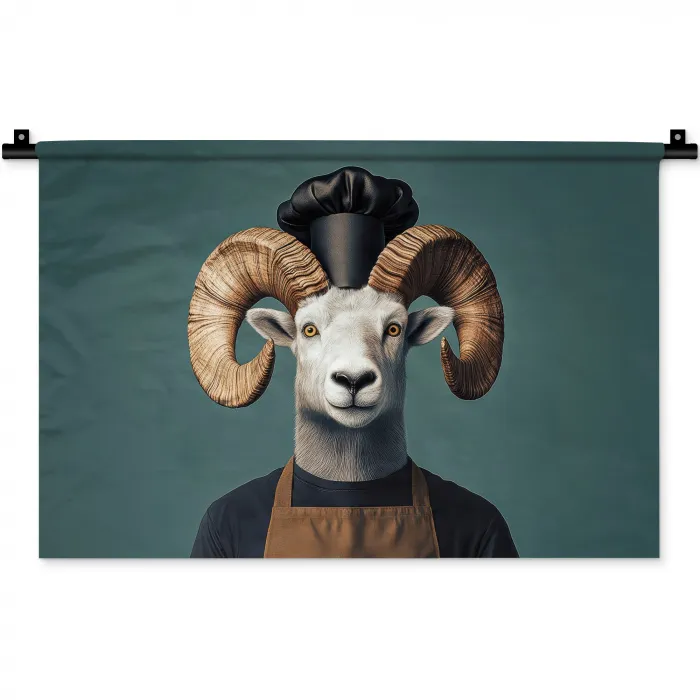 Geit - Hoorns - Kokskleding Wandkleed katoen klein -zz3d