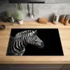 Zebra - Zwart - Wit - Portret - Dieren Inductie beschermer vinyl 3mm klein -sfeer5