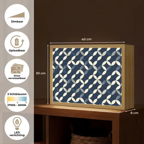 Abstract - Patroon - Blauw Light Box met batterij (Wandlamp) middel 907 -USP_websiteoverzichtNL