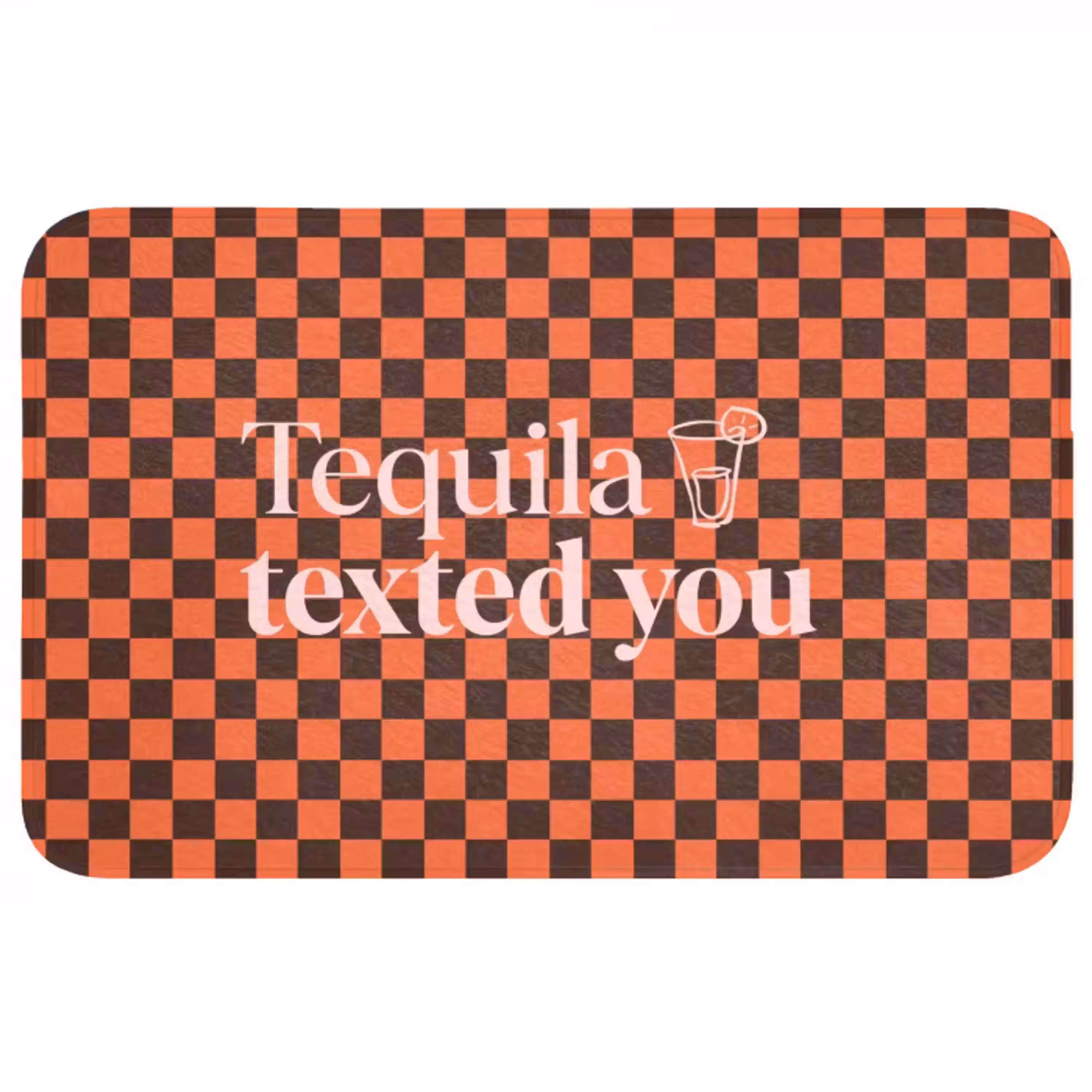 Tequila texted you - Glas - Vierkanten - Oranje Badmat middel -3d