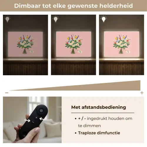 Bloemen - Lint - Kaartje Light Box met batterij (Wandlamp) middel -USP_dimbaarNL