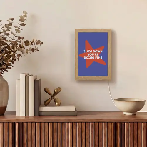 Slow down you're doing fine - Ster - Blauw Light Box met kabel (Tafellamp) klein -sfeer2