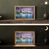New York - Skyline - Stad - Kleuren Light Box met kabel (Tafellamp) klein -sfeer3