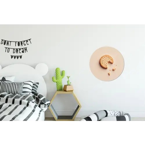 Koekje - Kruimels - beige Wandcirkel aluminium klein -kinderkamer