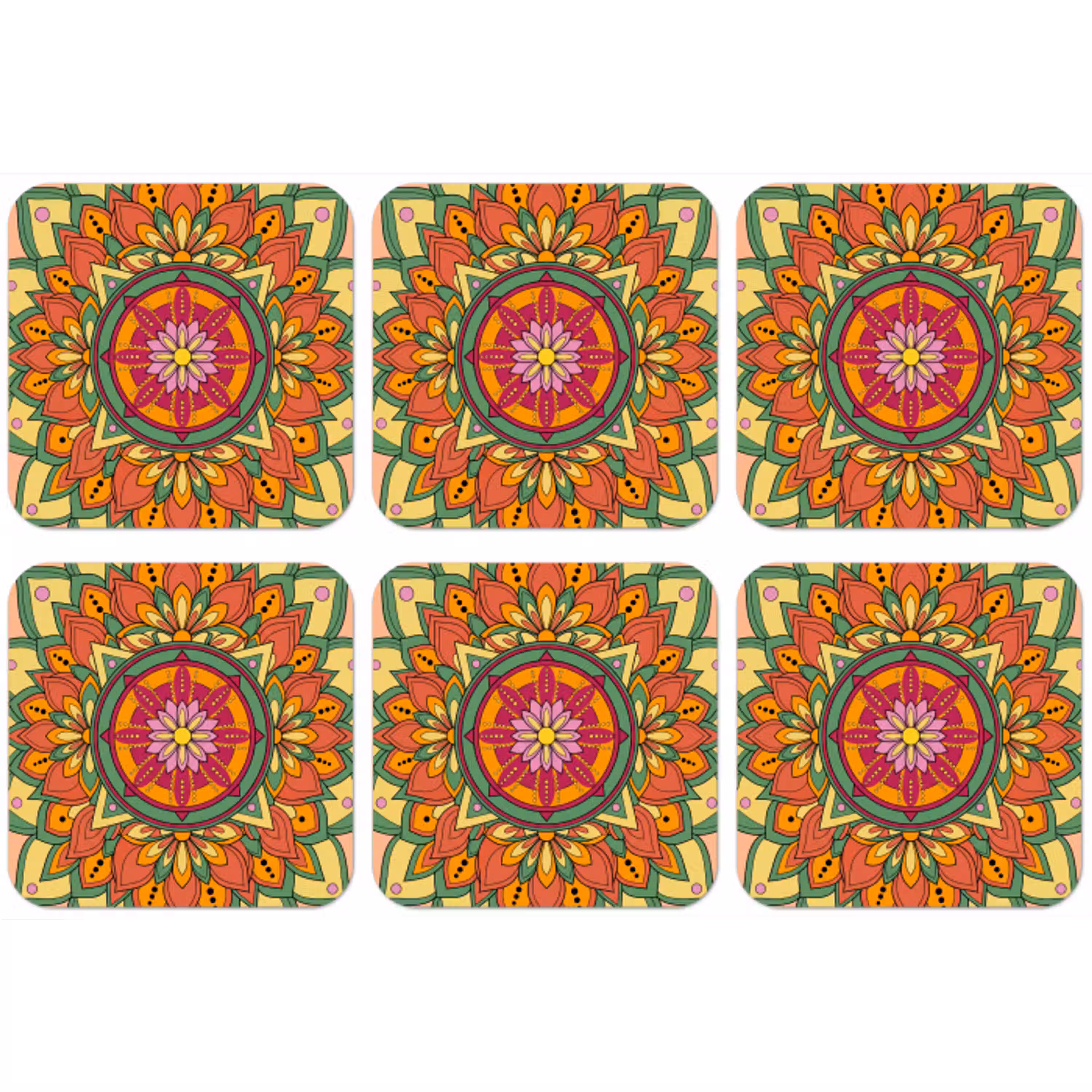 Mandala - Bloemen - Abstract - Kleurrijk onderzetter kurk middel -zkaufland3dotto
