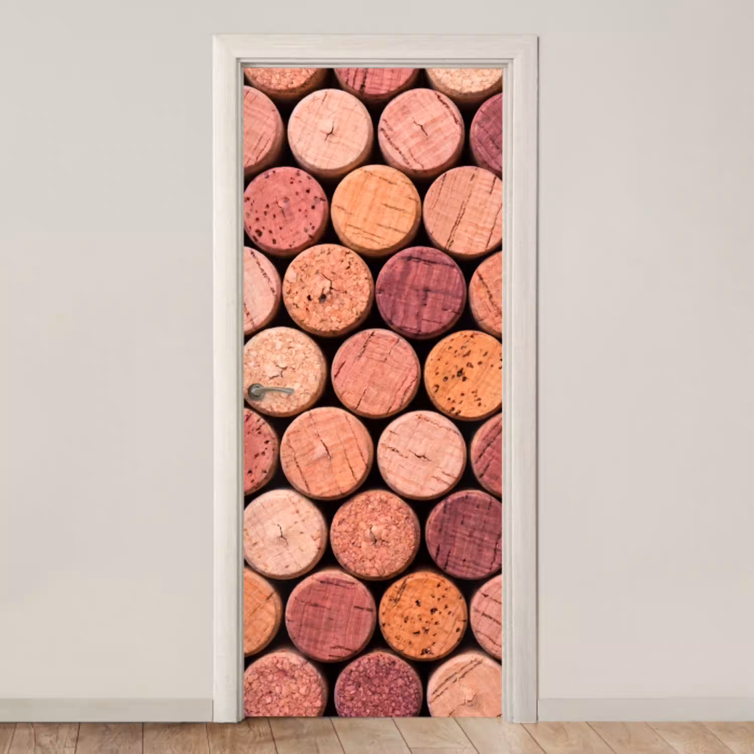 Kurk - Patroon - Abstract - Modern - Rood deurposter klein -3d_beige