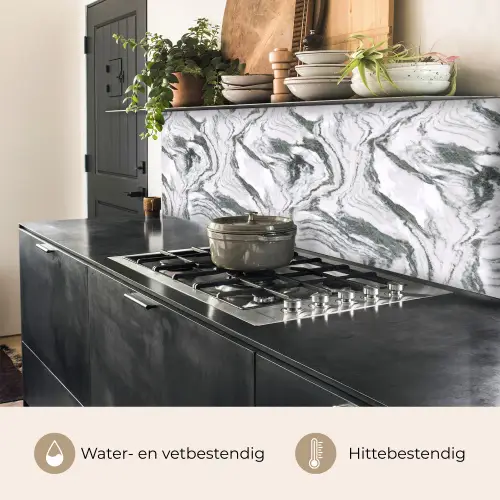 Wit - Marmer - Golvend - Grafiet keuken achterwand 2 middel 871 -usp_NL