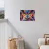 Portret - Uil - Verfstructuur - Paars tuinposter los doek klein -sfeer8