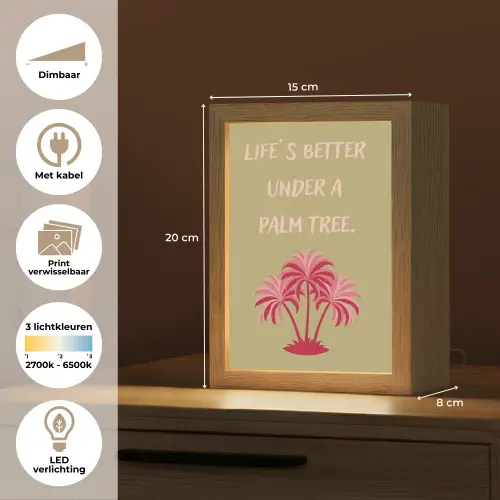 Groen - Zomer - Quote - Palmboom Light Box met kabel (Wandlamp) klein -USP_websiteoverzichtNL