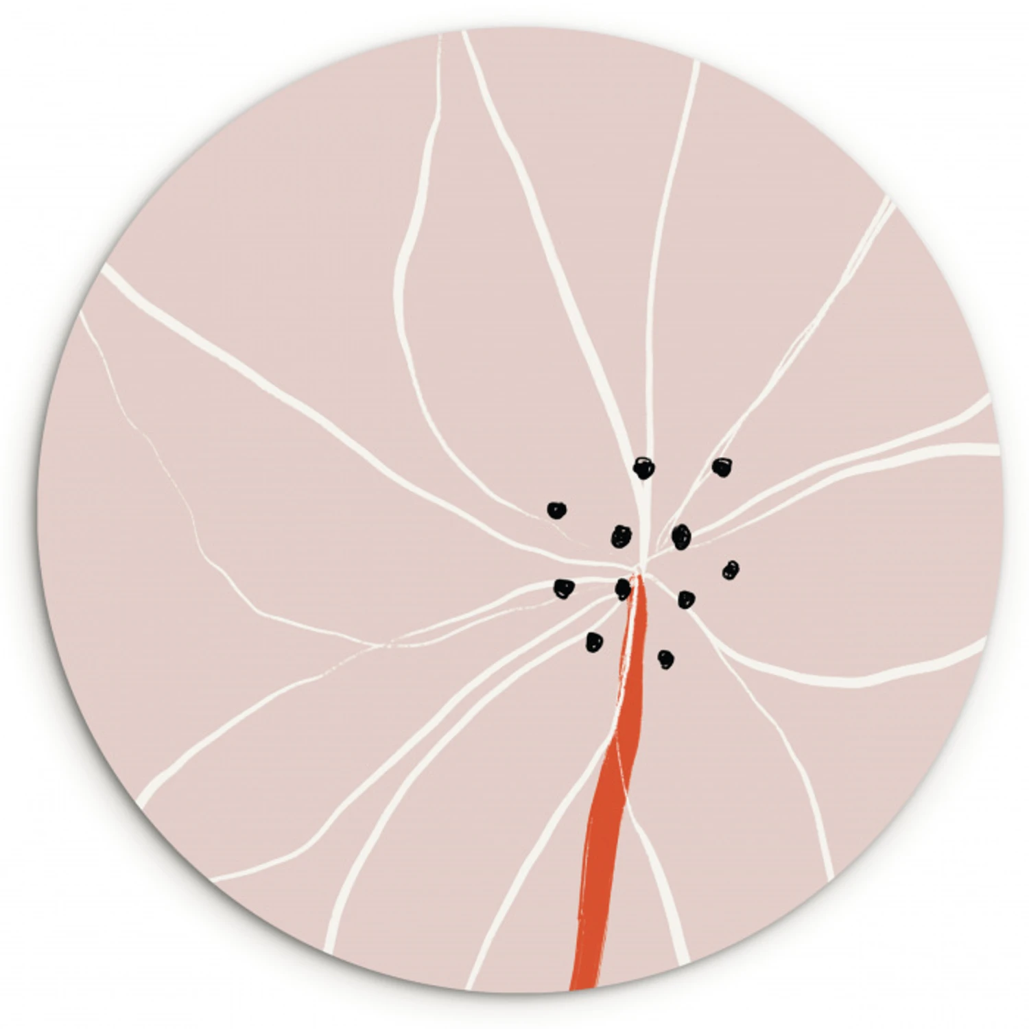 Bloemen - Abstract - Pastel Wandcirkel kunststof plaat 5mm dik klein -3d