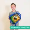 Vuurvoetbal in doelnet vastgelegd Kinderrugzak - Blauw middel -sfeer1_NL