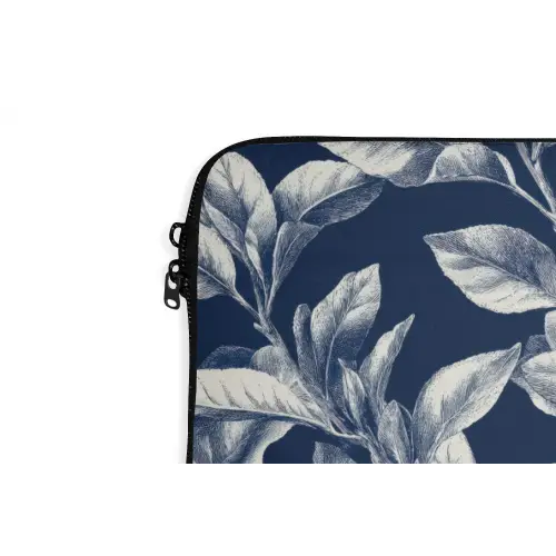 Botanisch - Patroon - Blauw laptophoes neopreen klein 279 -detail