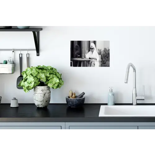 Modern - Vrouw - Zwart - Wit Muursticker klein -keuken