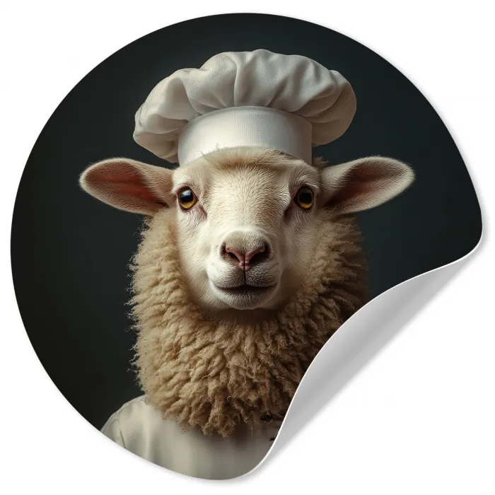 Schaap - Wol - Kok Wandcirkel behangsticker klein -3d