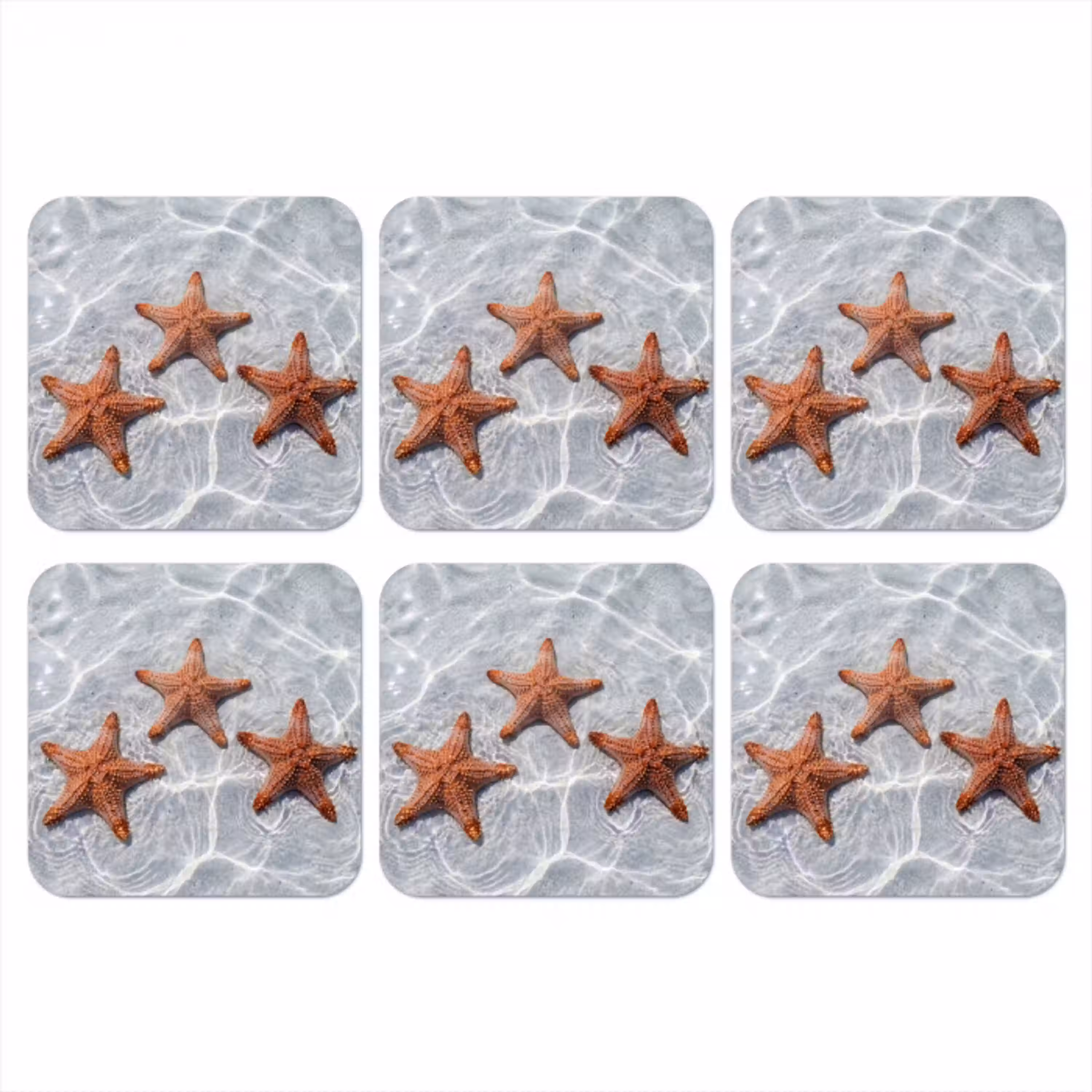 Zeesterren - Water - Helder onderzetter kurk middel -3d