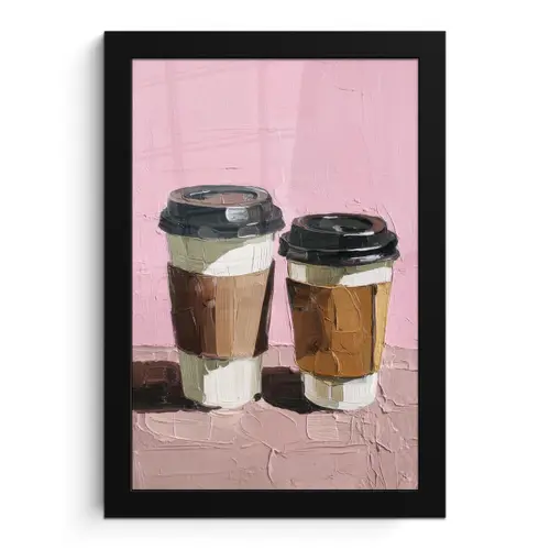 Koffiebekers - Deksel - Verf - Textuur fotolijst zwart zonder passe partout klein -3d
