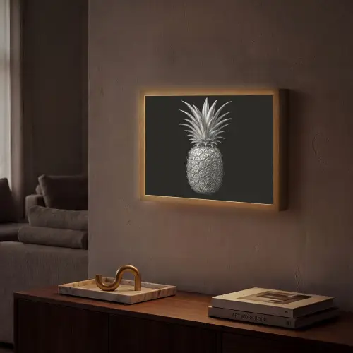 Ananas - Gedetailleerd - Bladeren Light Box met batterij (Wandlamp) middel -sfeer1