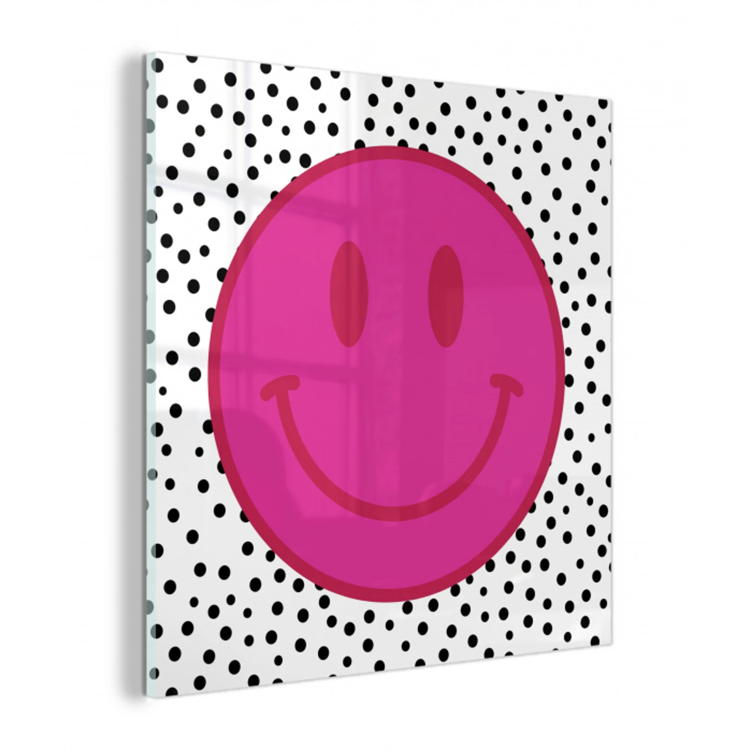 Smiley - Roze - Stippen plexiglas 5mm klein -z3d