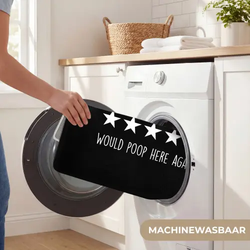 Quotes - Would poop here again - Humor - Zwart - Spreuk Badmat klein -USP_WasbaarNL