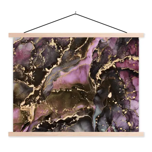 Marmer - Gold - Steen - Abstract textielposter latten blank klein -3d