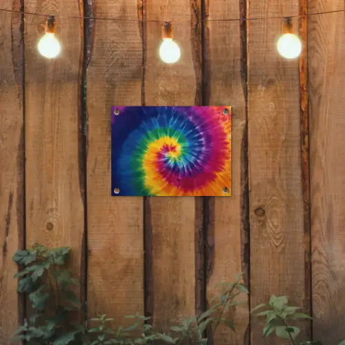 Regenboogkleuren - Spiraal - Kleurrijk tuinposter los doek klein -sfeer1
