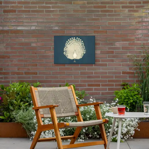 Vogel - Blauw - Vintage Tuinposter op houten frame 2 cm dik klein -sfeer3