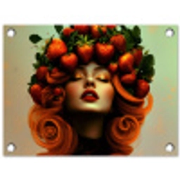 Vrouw - Aardbeien - Kroon tuinposter los doek klein -3d