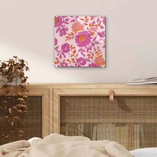 Bloemenpatroon - Roze - Oranje - Bloemen plexiglas 5mm klein -sfeer4