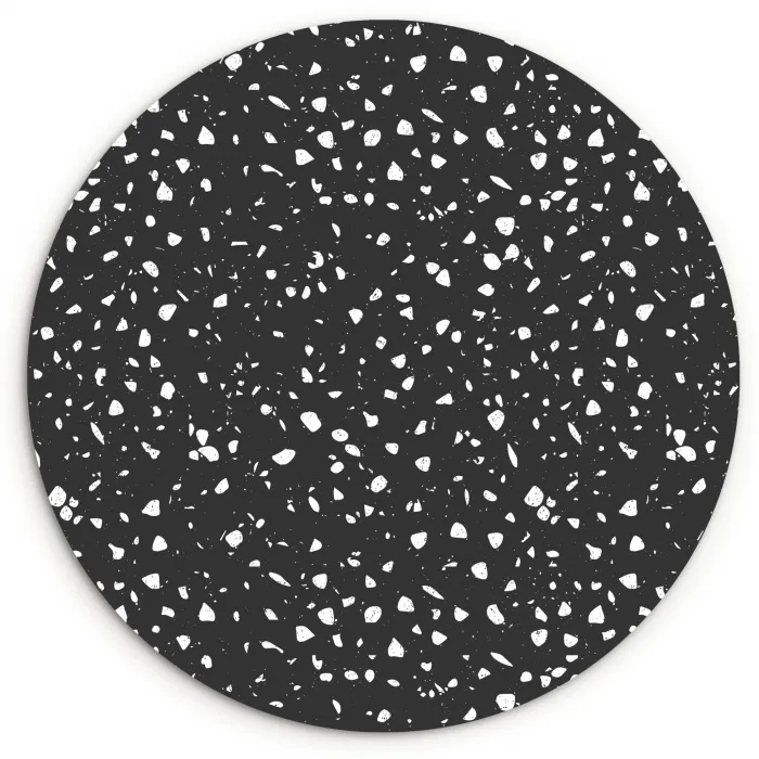 Terrazzo -  Patroon - Zwart - Wit Wandcirkel kunststof plaat 5mm dik klein 188 -3d