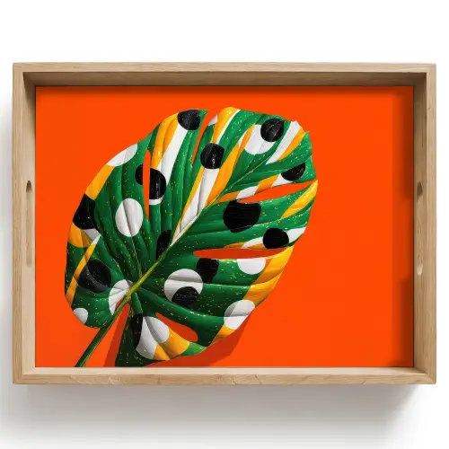 Blad - Oranje - Stippen - Kleurrijk Dienblad Rechthoek middel -z3d_shopping