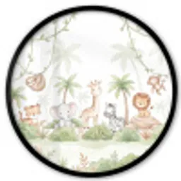 Dieren - Jungle - Pastel Fotolijst rond zonder passe partout klein -3d
