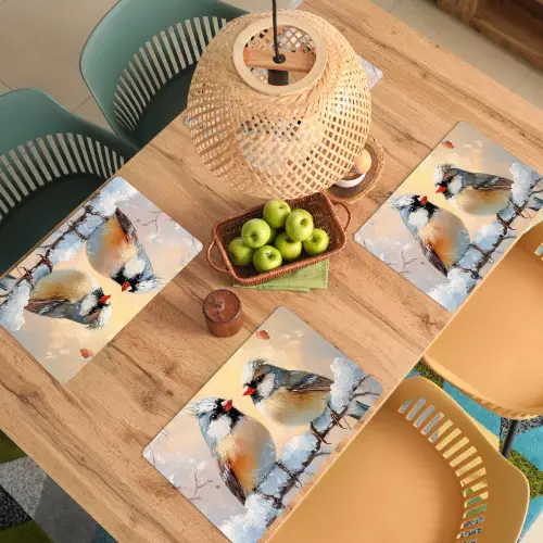 Vogels - Tak - Winter - Sneeuw Placemat vinyl groot -zzsfeer5_Kitchenyeah-website