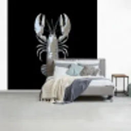 Kreeft - Zilver - Metallic - Luxe fotobehang vinyl groot -slaapkamer