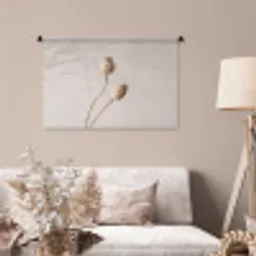 Papaverbollen - Droogbloemen - Minimalistisch - Beige - Rustig Wandkleed katoen middel -sfeer4