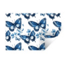Blauw - Vlinders - Bloemen - Wit Muursticker klein 286 -3d