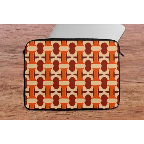 Geometrisch - Retro - Oranje laptophoes neopreen klein 279 -tafel