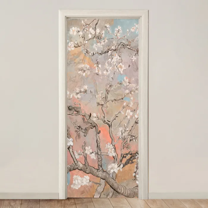 Amandelbloesem - Kunst - Van Gogh - Pastel deurposter klein -3d_beige