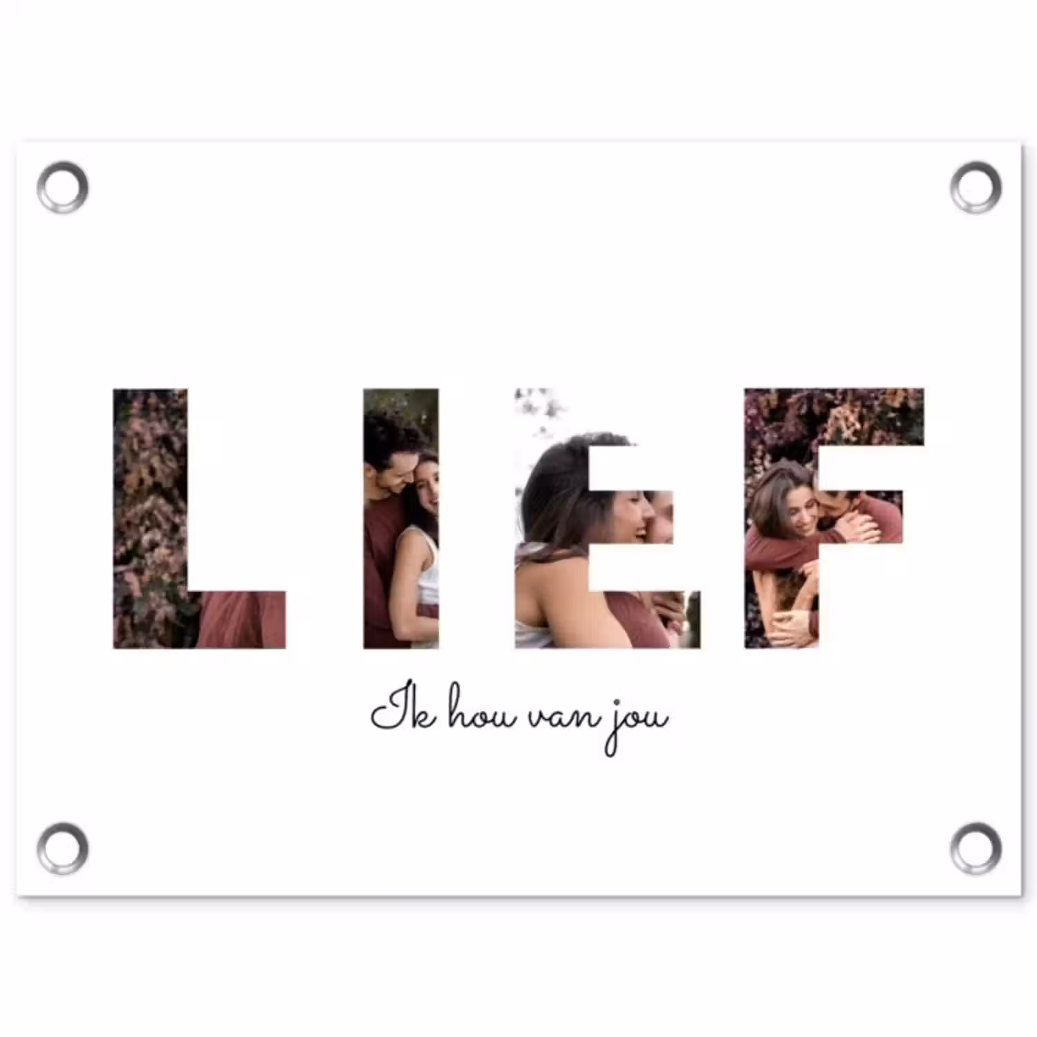 Gepersonaliseerde tuinposter - Lief - Lettercollage