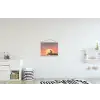 Busje - Kat - Zonsondergang - Oranje textielposter latten blank klein -kinderkamer