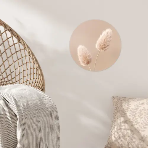 Pampas pluimen - Beige - Planten Wandcirkel behangsticker klein -sfeer4