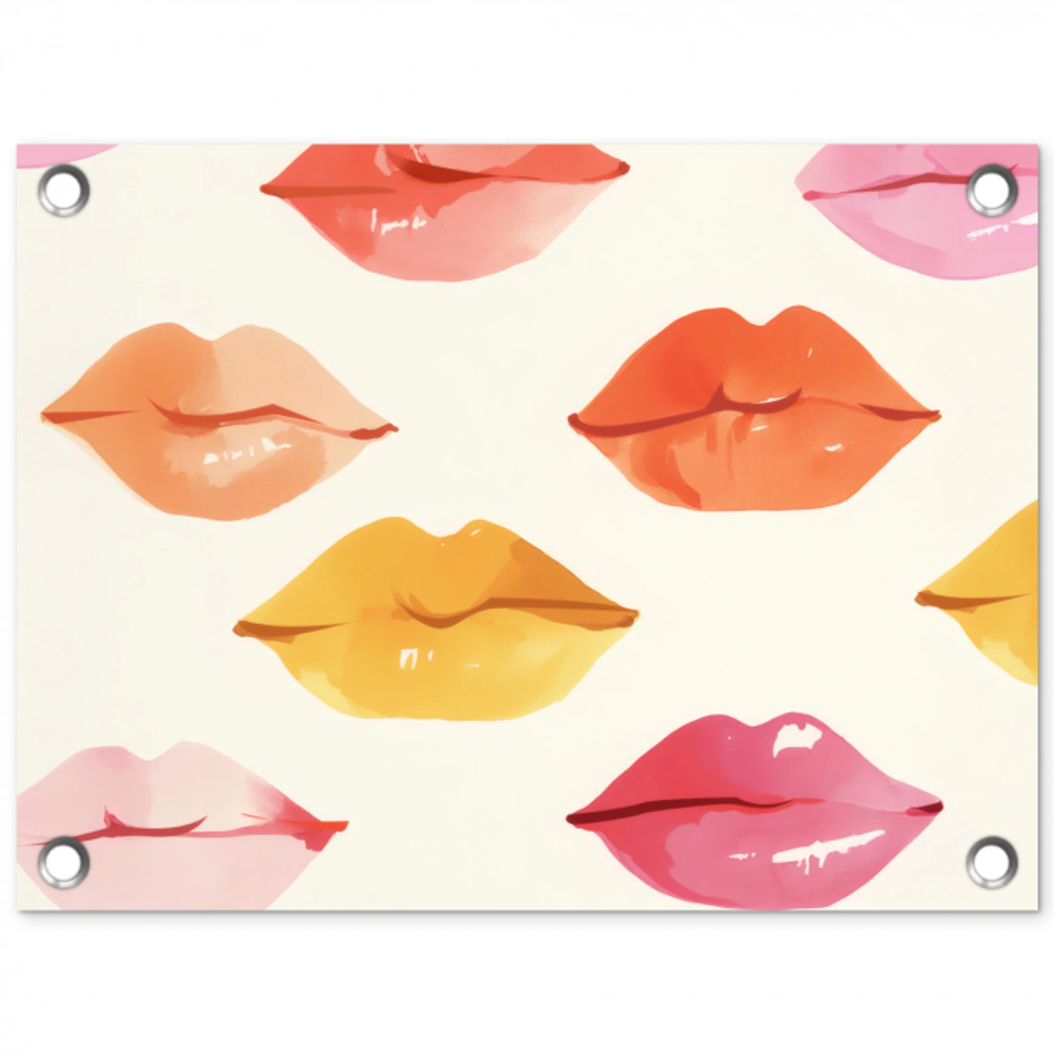 Lippen - Kleurrijk - Glanzend tuinposter los doek klein -3d