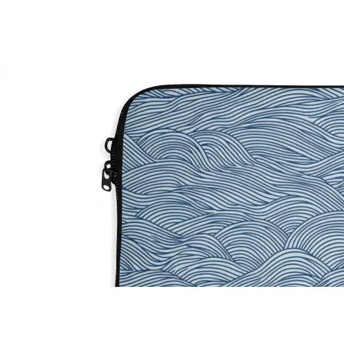 Golven - Ritmisch - Blauw laptophoes neopreen klein 279 -detail