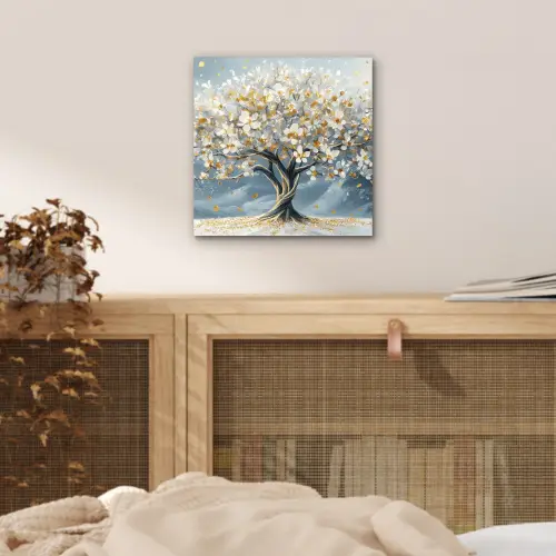 Boom - Winter - Levensboom - Modern - Goud aluminium wit klein -sfeer3