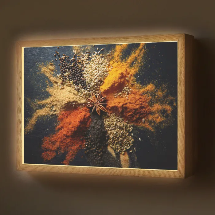 Specerijen - Explosie - Oranje Light Box met batterij (Wandlamp) middel -z3d_website