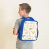 Dino patroon in pastelkleuren Kinderrugzak - Blauw middel -sfeer2